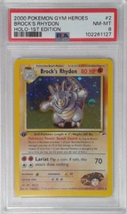 V1742: 2000: Brock's Rhydon: 2/132: 1ST Edition: Gym Heroes: PSA: 8: NM-MT: 10221127
